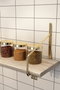 Hanah Home Estante de pared de madera maciza 60 cm Dorado y marrón